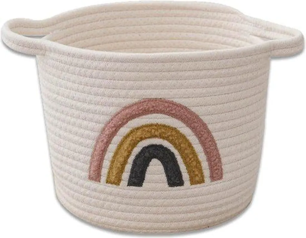 Corbeille de rangement en tissu coton à motifs arc-en-ciel pour bébé