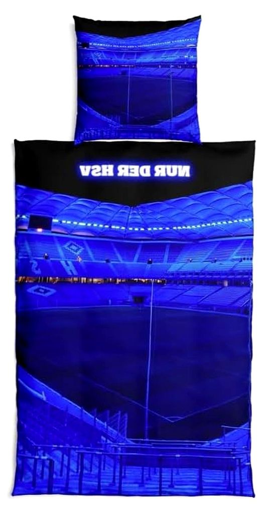 HSV Bettwäsche Volksparkstadion 100% Baumwolle blau weiß schwarz 80x80 cm 135x200 cm