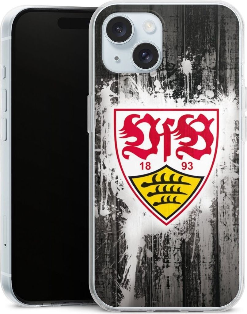 DeinDesign Handyhülle für Apple iPhone 15 Silikon Hülle Case Smartphone Schutzhülle Bundesliga Offizielles Lizenzprodukt VfB Stuttgart