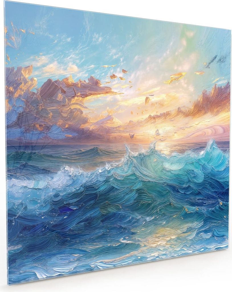 Küchenrückwand Spritzschutz Glas mit Motiv Wellen und Himmel 40 x 40 cm