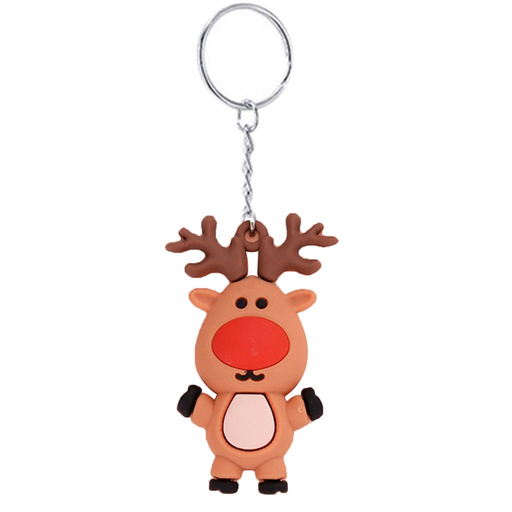 PVC Silicon Weihnachten Weihnachtsmann Elch Elch Schlüsselbeutel Key Ring Bag Auto Anhänger Geschenk-Elch A