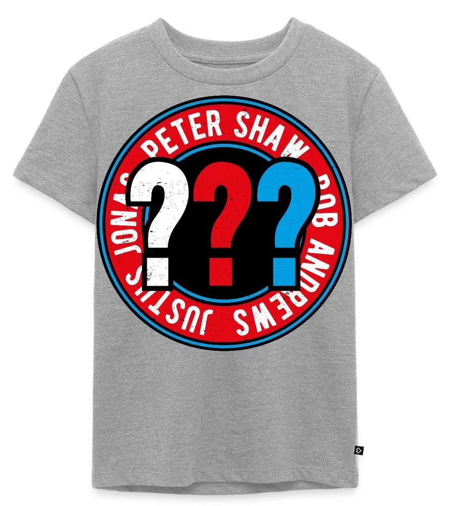 Spreadshirt Die Drei Fragezeichen Kids Logo Outline Kinder Premium T-Shirt, 122/128 (6 Jahre), Grau meliert