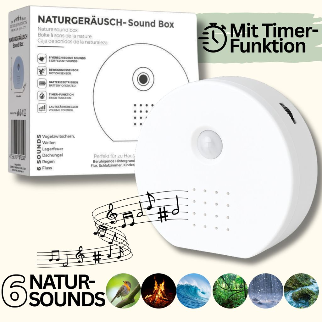 Naturgeräusche-Soundbox mit Bewegungssensor – 6 Klängen wie Produktbild 