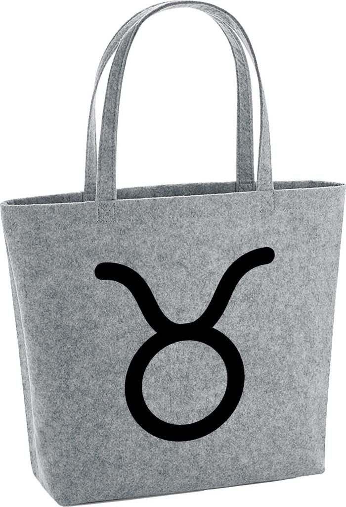 Huuraa Filzshopper Stier Sternzeichen Zeichen 22 Liter Grey Melange Filztasche Geschenkidee