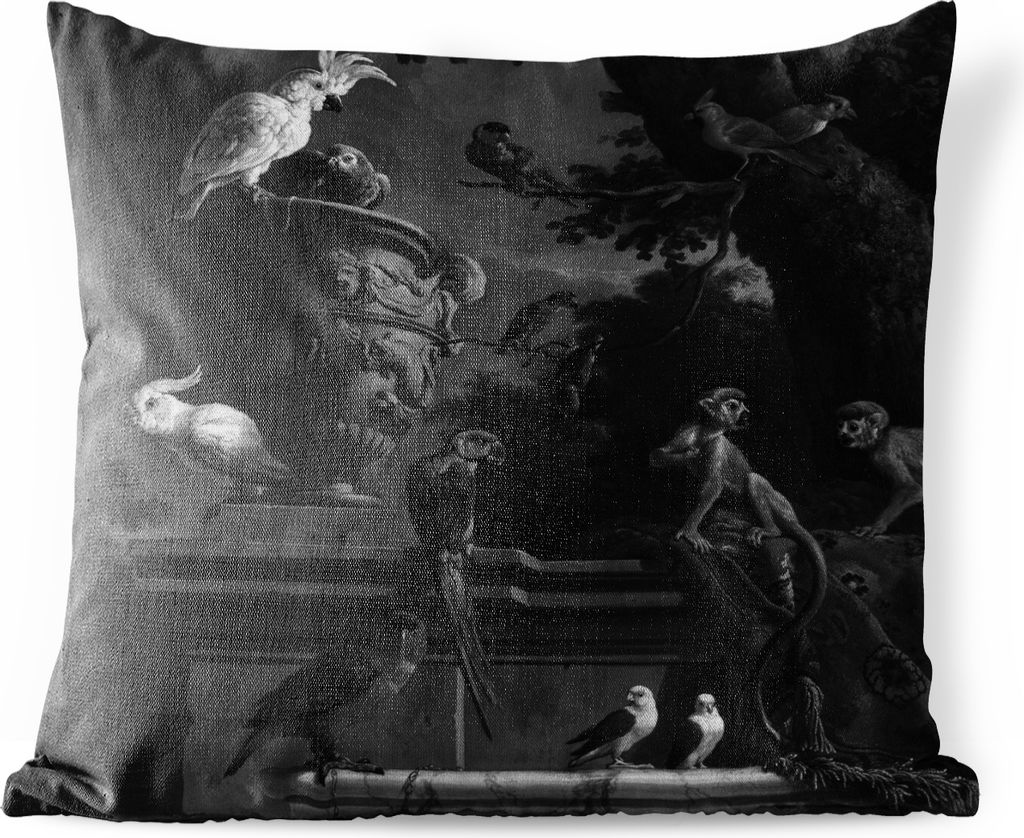 MuchoWow Outdoor Kissen - Die Menagerie - Melchior d'Hondecoeter - 50x50 cm - Wetterfest - Lounge Kissen - Komfortabel - Kissen mit Bild