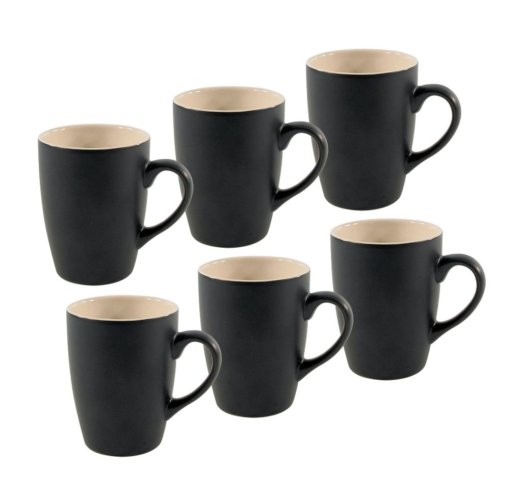 6 Stück Kaffeebecher Tassen 300ml aus Porzellan Kaffee Becher Tasse Blau 6er Set 