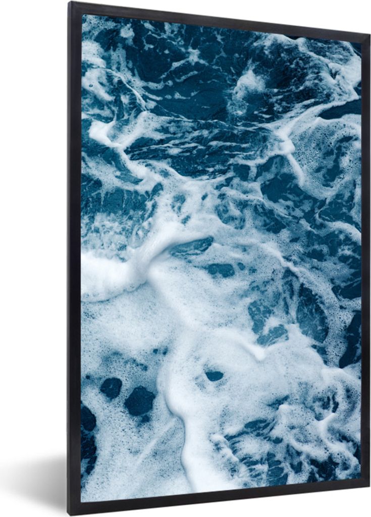 MuchoWow MuchoWow Gerahmtes Poster Wellen - Wasser - Meer - Schaum 60x90 cm - Poster mit zchwarzem Bilderrahmen - Kunst