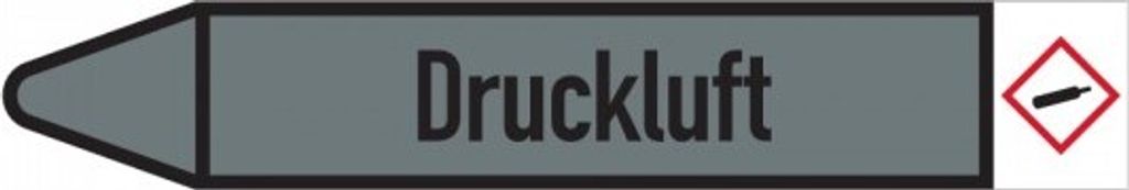 Dreifke Aufkleber I RKZ-Etikett Druckluft, links, DIN, grau/schwarz, für Ø 6...