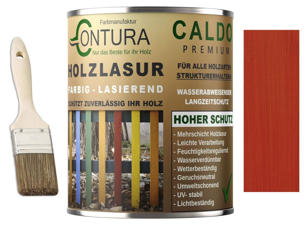 Contura Holzlasur Langzeitschutz Lasur + Pinsel Holz Außen Produktbild 
