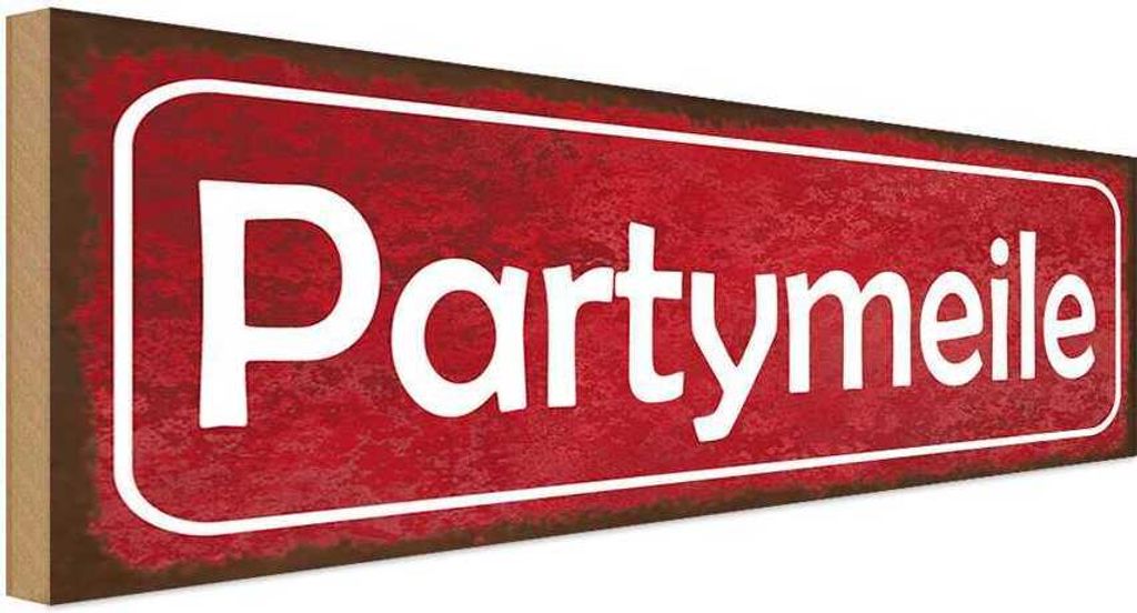 vianmo Holzschild 10x27 cm Partymeile