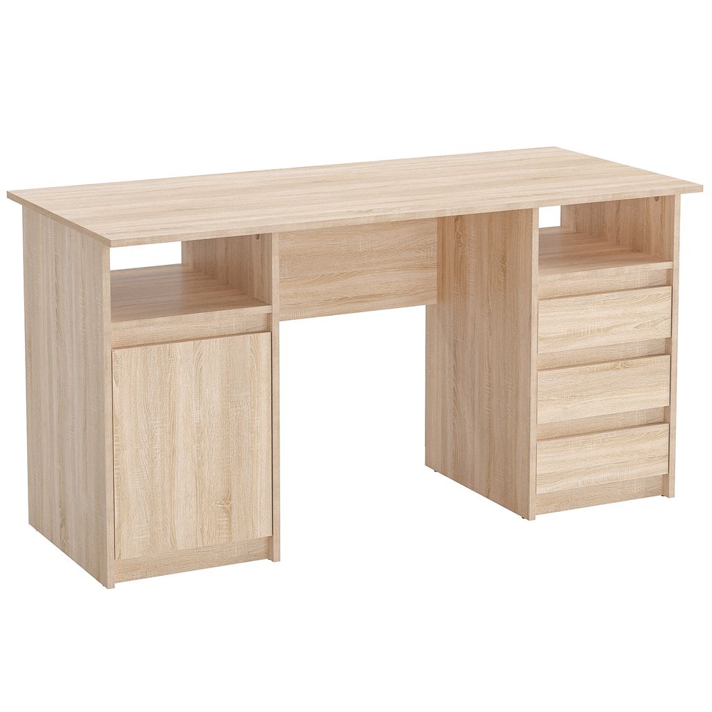 KOMTO Schreibtisch mit Schubladen - Oslo 145 x 65 x 76 cm Moderner Schreibtisch Bürotisch Computertisch Arbeitstisch Büro PC-Tisch Sonoma