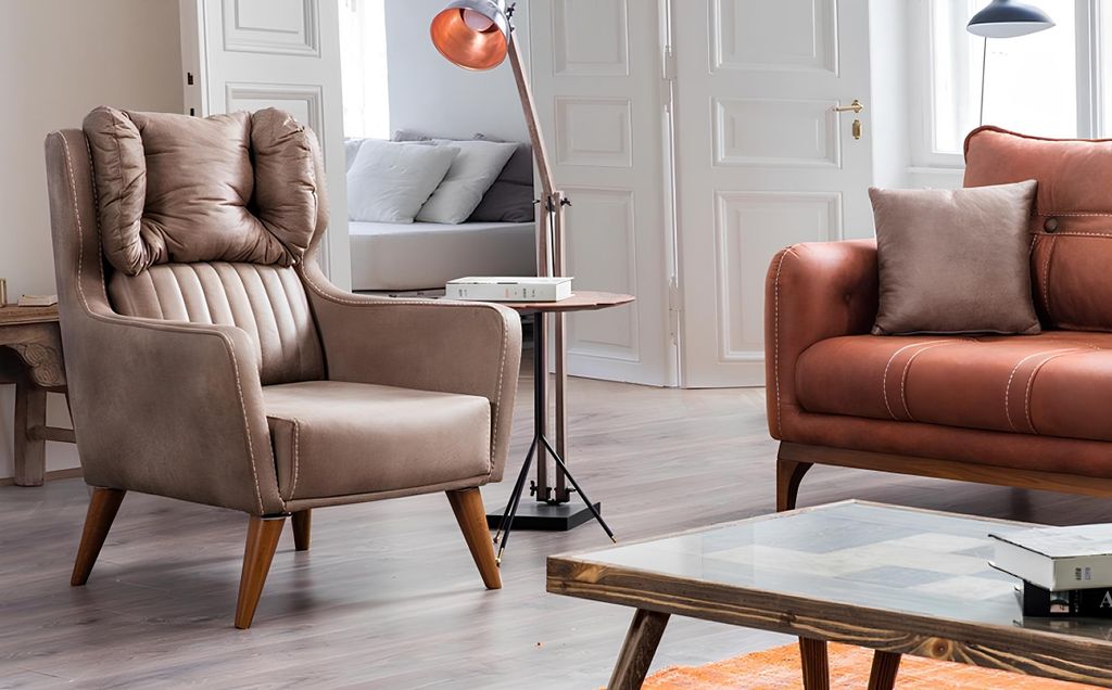 Landhaus Stil Sessel Ohrensessel Relax Fernseher Einsitzer Sofa Couch