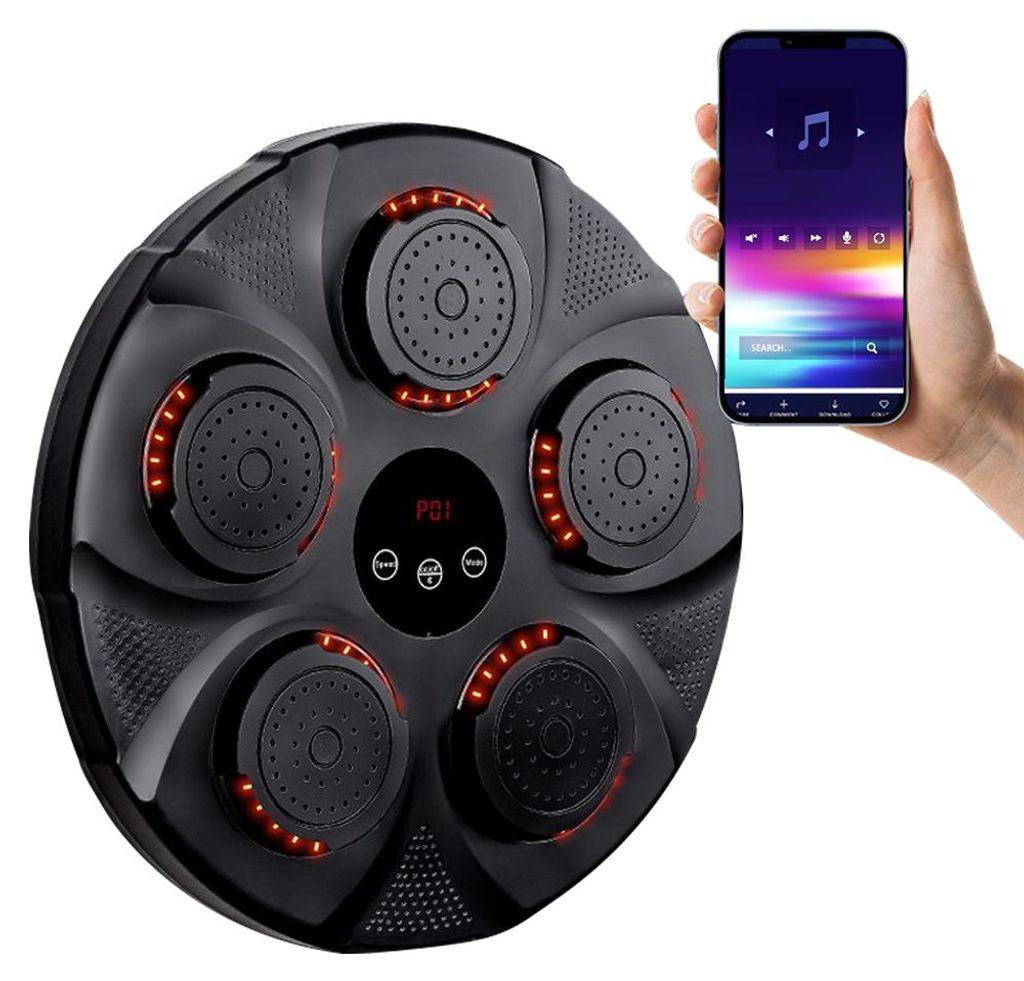 Musik-Boxmaschine, Wandmontiertes Boxziel, Fokussierungs- und Beweglichkeitstrainingsgerät, Geschwindigkeit/Modus einstellbar, mit LED-Licht, Blue...