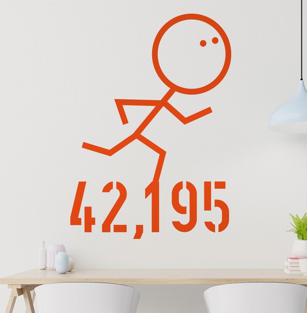 42,195 run Strich Wandtattoo in 6 Größen - Wandaufkleber Wall Sticker - Dekoration, Küche, Wohnzimmer, Schlafzimmer, Badezimmer