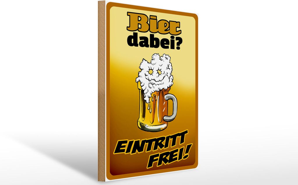 Holzschild  Bier dabei Eintritt frei, 40x30 cm, Produktbild 