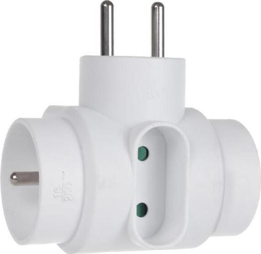 Dreifachstromsteckdose Typ E 2x16A 1x6A mit Erdung, Produktbild 