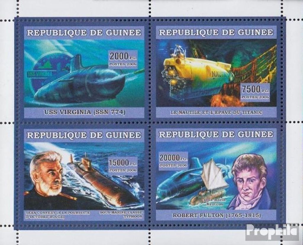 Briefmarken Guinea 2006 Mi 4417-4420 Kleinbogen postfrisch Verkehrsmittel: Schiffahrt