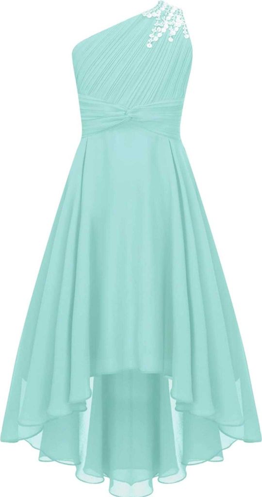 Elegantes Ein-Schulter Hochzeitskleid für Mädchen | Produktbild