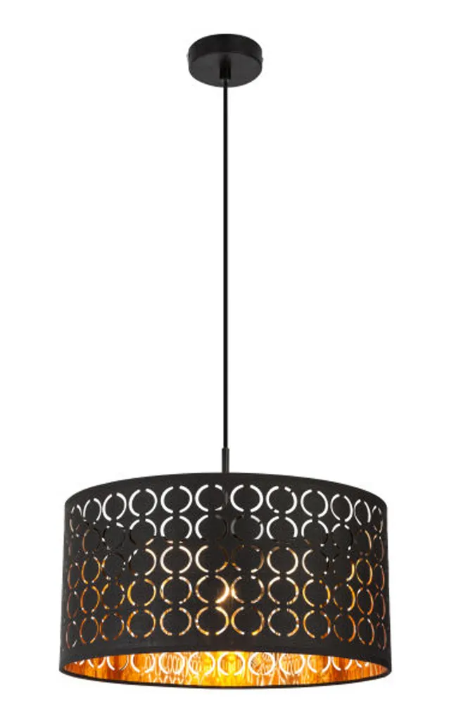 Suspension textile noir et or CLARKE luminaire élégant pour salon