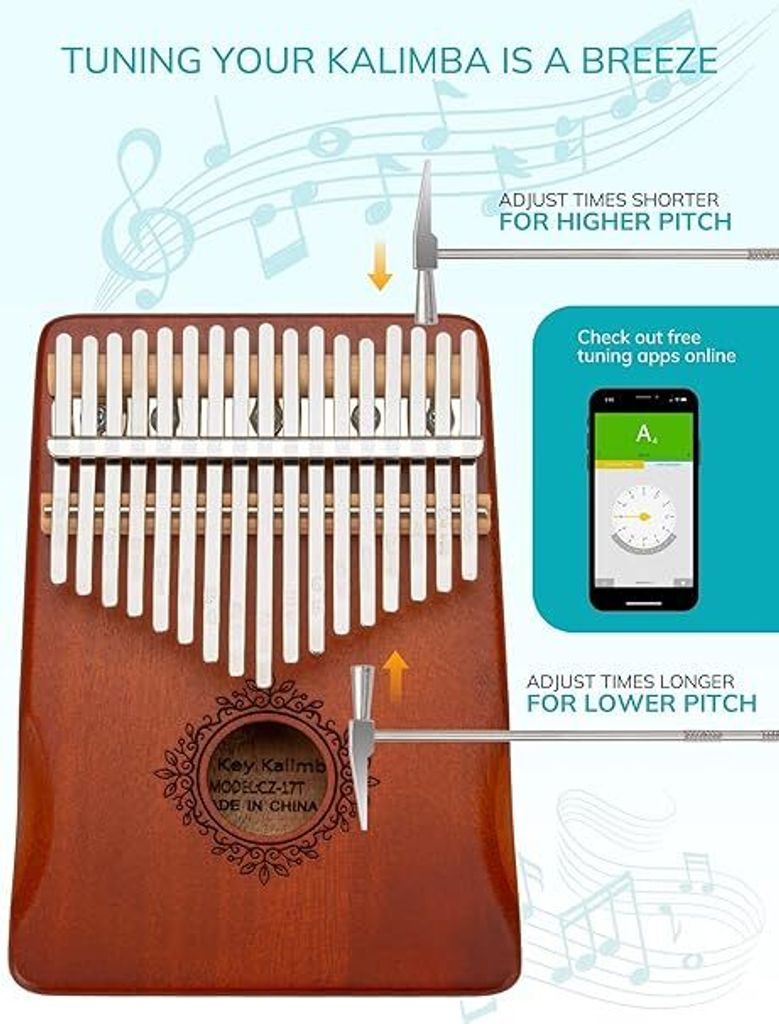 Mini Kalimba,Daumenklavier mit 17 Tasten,mit Stimmhammer Produktbild 5