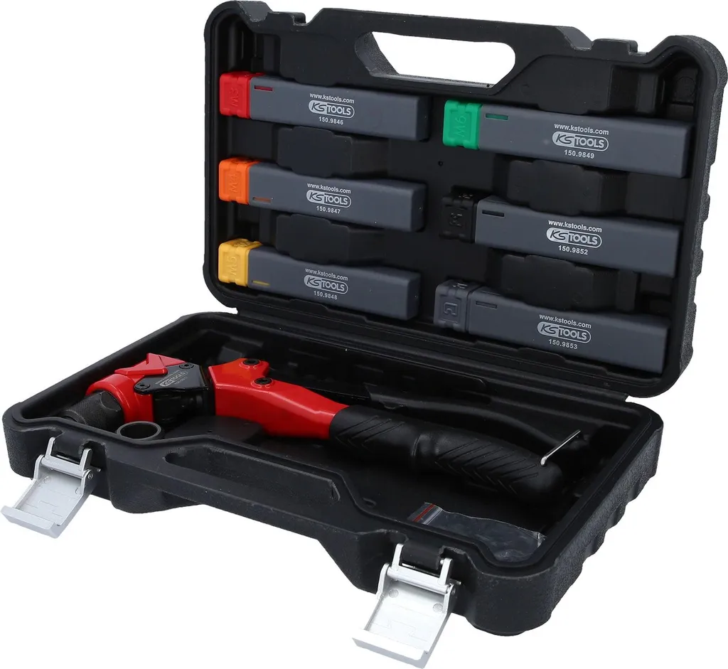 Jeu de pinces à riveter 3 en 1 pivotantes KS Tools avec embouts interchangeables - 3