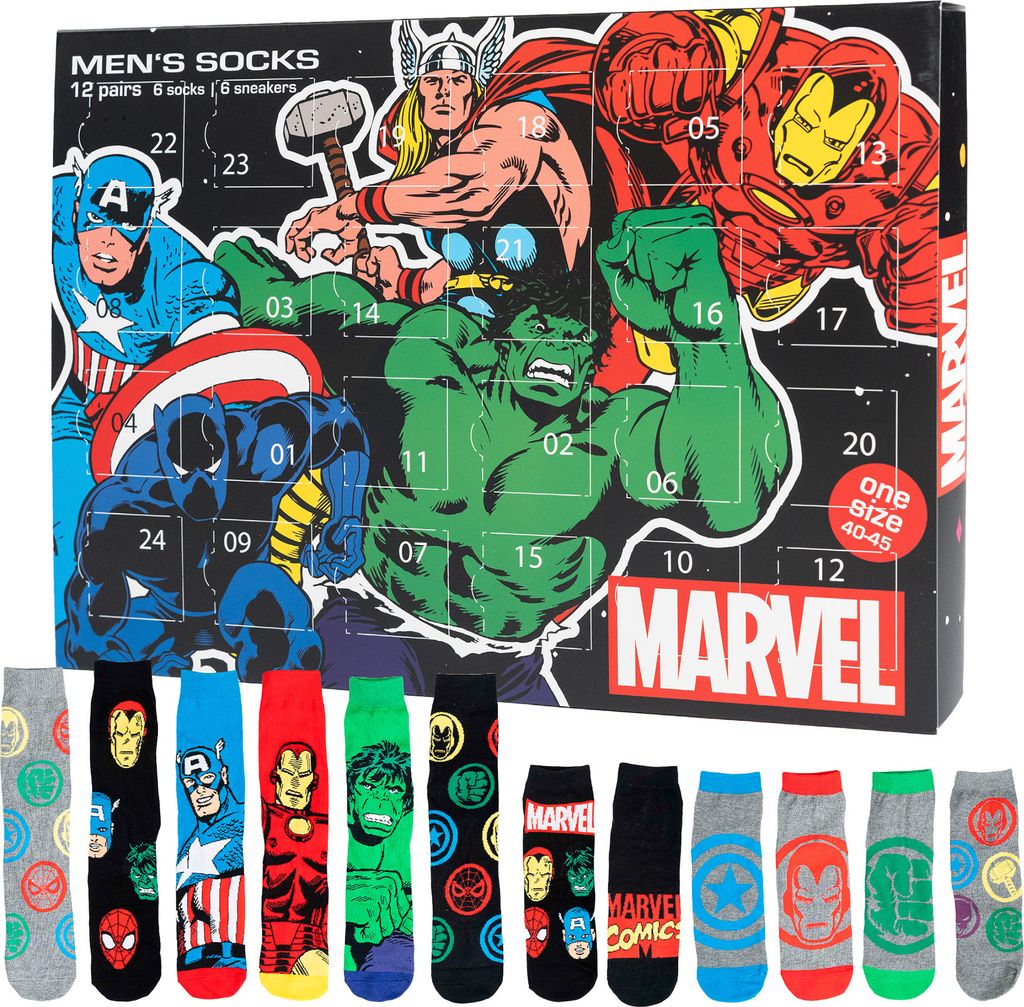 Marvel Adventskalender mit 12 Paar Socken Größe 40-45 für Produktbild 1