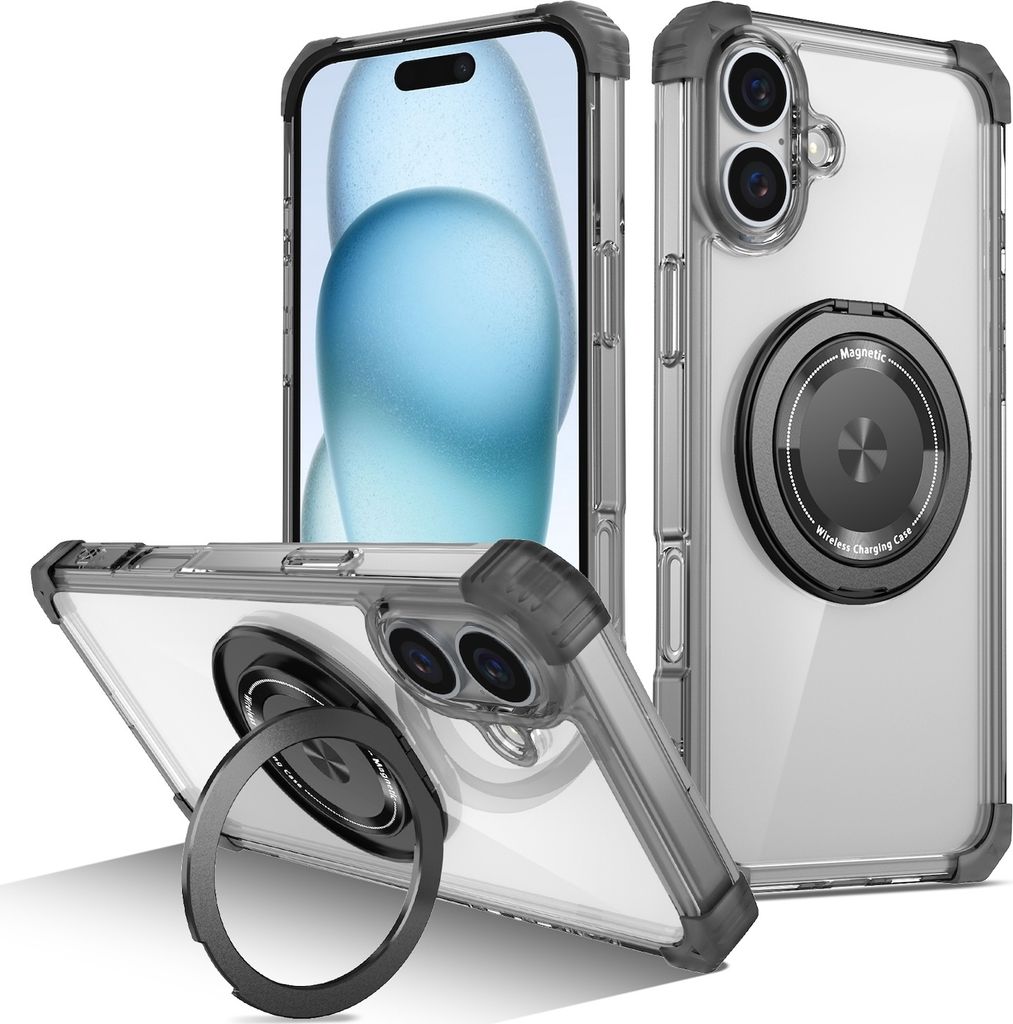 Für Apple iPhone 16 Plus Gold Shield Design CD Muster MagSafe Magnetische Handy Hülle Schwarz