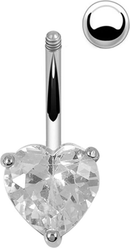 Frauen-Bauchnabelring mit Strass-Knopf, Herz, Stern, Piercing-Schmuck-Weiß