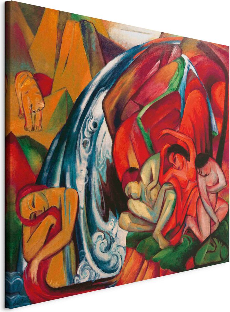 Italienischer Leinwand Leinwandbild - The waterfall (Women under a waterfall) (Franz Marc) 80x80 cm Reproduktionen l-F-10814-b-a