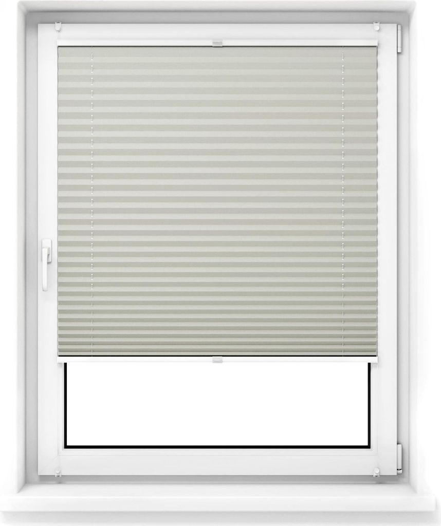 JALOUSIESCOUT Pure Plissee, Premium, Polyester-Stoff, 75 x 140 cm, grau ohne Bohren, blickdicht,Lichtdurchlässig, Diagonale Verspannung