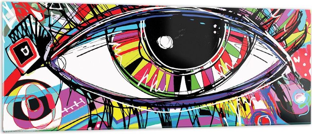 Bilder auf glas - Digital abstraktion farben - 140x50cm - Glasbilder - Wandbilder - Kunstdruck - zum Aufhängen bereit - Wanddekoration aus Glas - ...