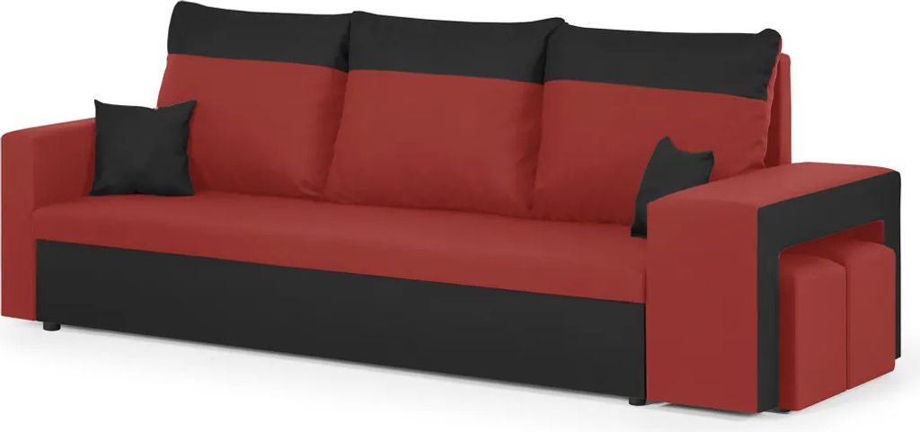 3-Sitzer-Sofa mit Schlaffunktion DAKOTA2 - Rot/Schwarz Produktbild 