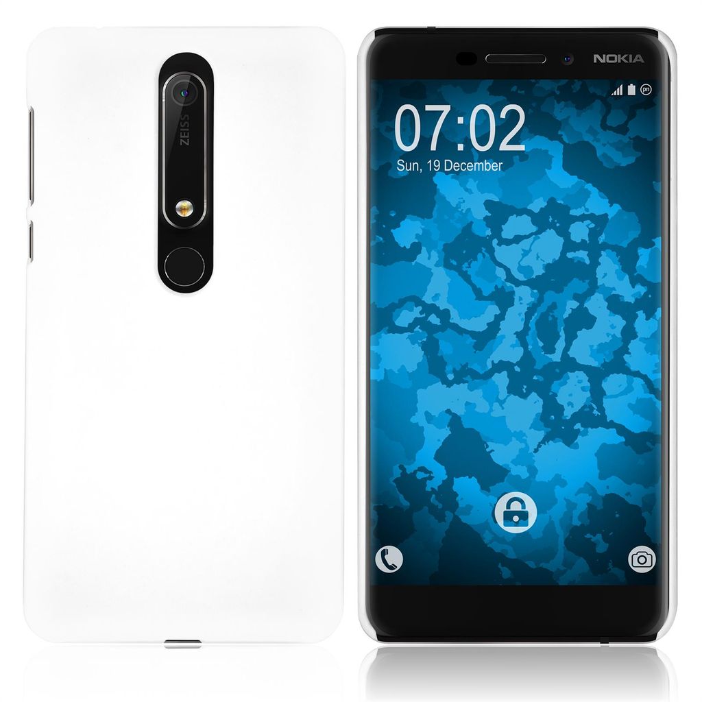PhoneNatic Case kompatibel mit Nokia 6.1 (2018) - Hülle weiß gummiert Hard-case Cover