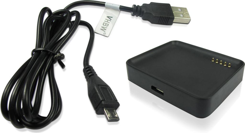 vhbw USB-Ladestation kompatibel mit LG Smart Watch W100 Smartwatch - Ladeschale mit Aufladekabel Schwarz