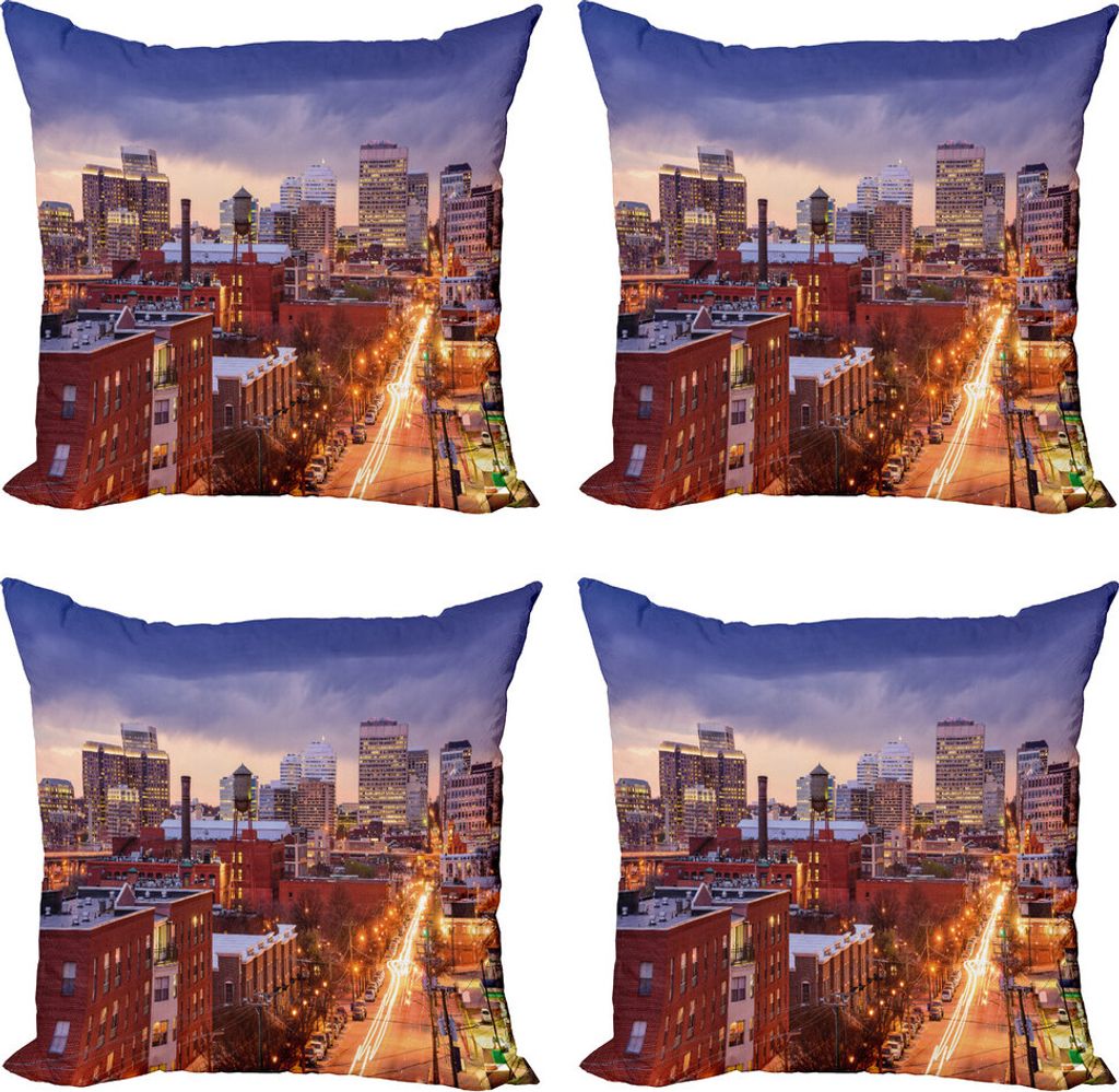 ABAKUHAUS Vereinigte Staaten Kissenbezug Set (4 Stück), Richmond Virginia, Moderner Doppelseitiger Digitaldruck, 60 cm x 60 cm, Mehrfarbig
