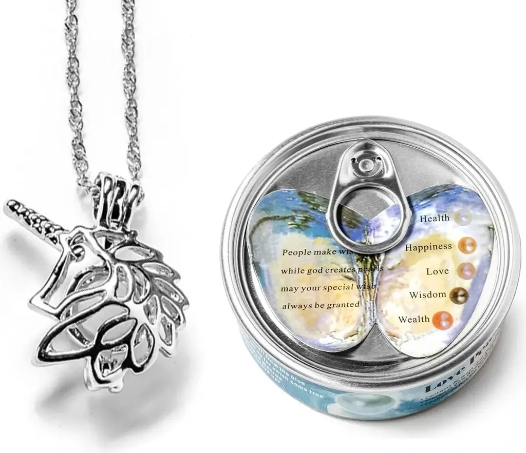 Pendentif Licorne en Argent et Perles - Bijou Romantique Femme 45cm