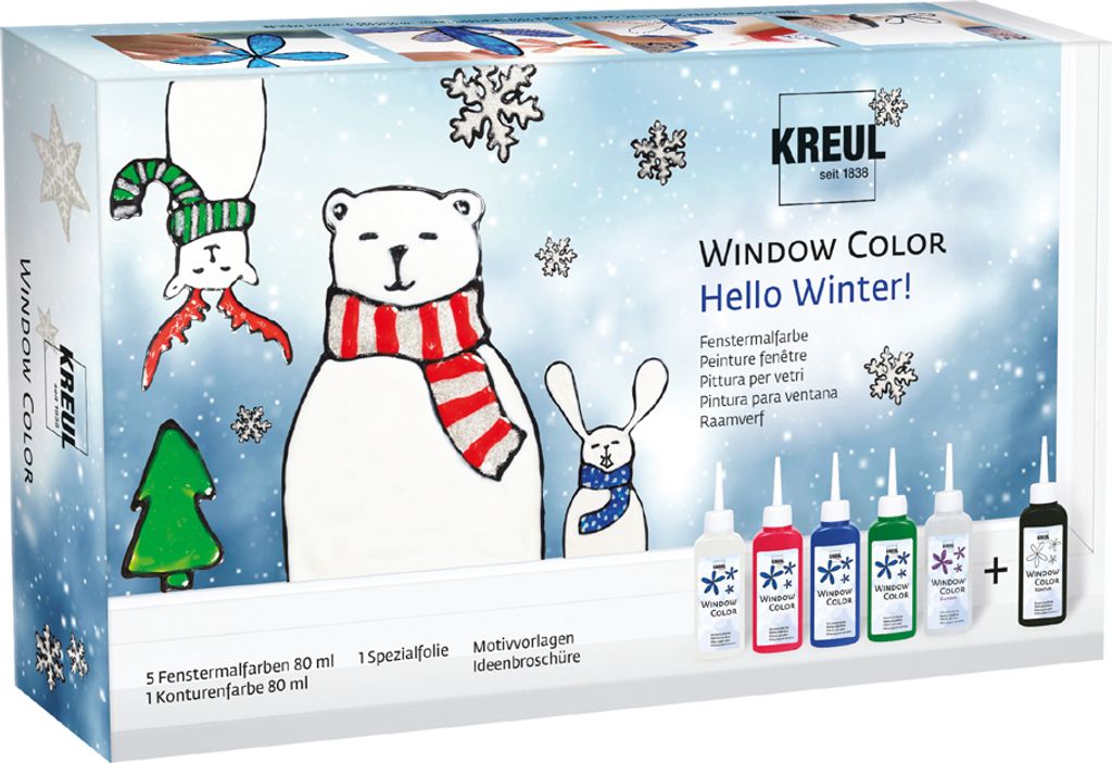 Window Color Set - 15 Farben Mit Malvorlagen Für Weihnachten & Winter