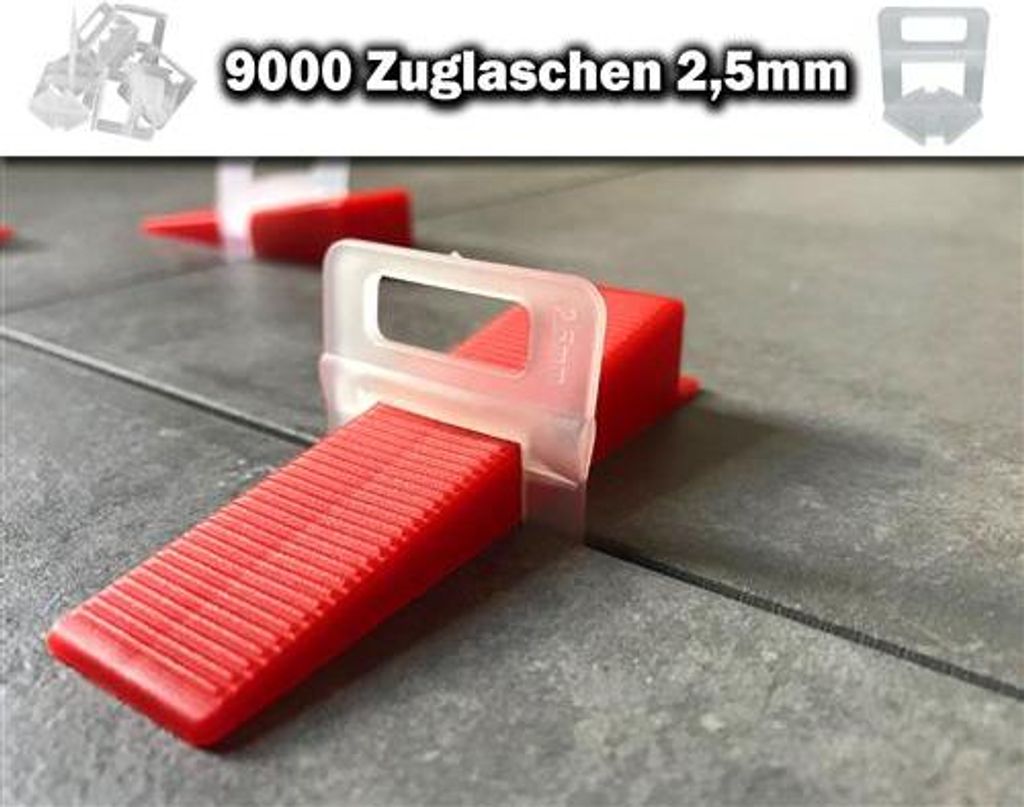 9000 Zuglaschen 2,5mm - KACHEL GOTT Fliesen Nivelliersystem