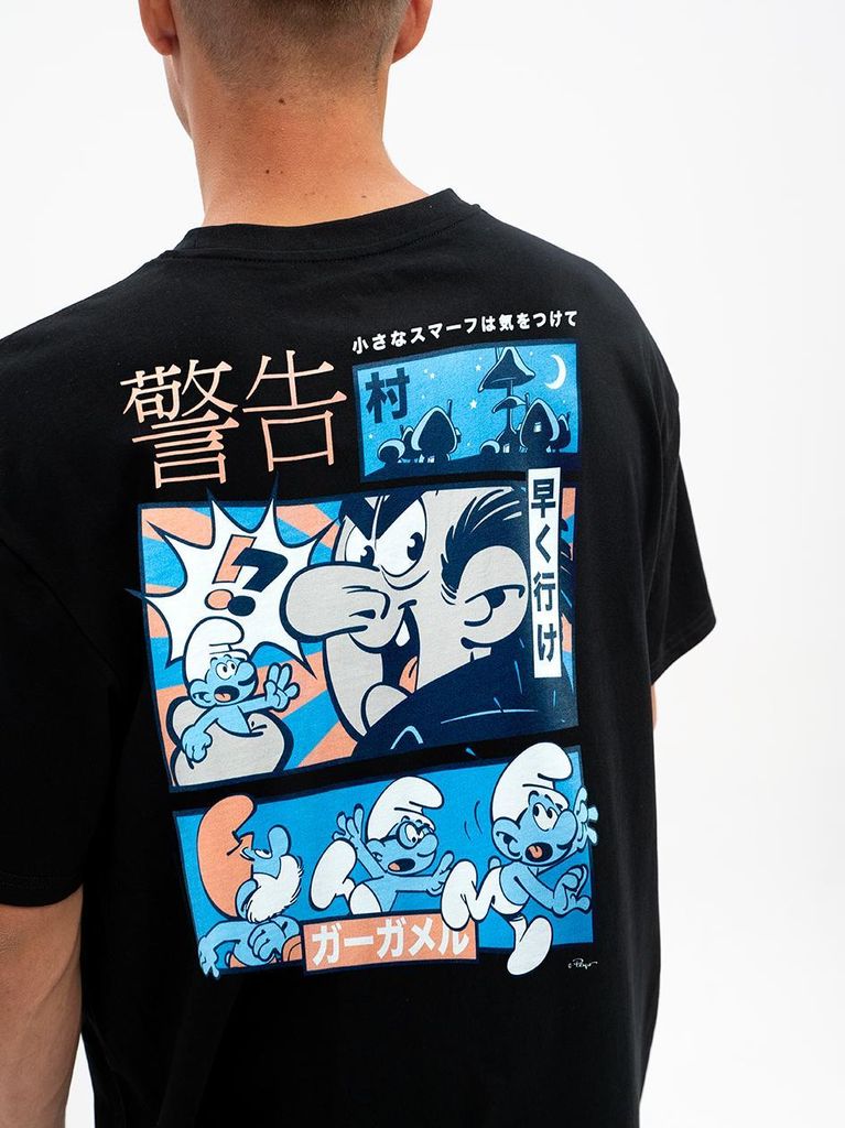 Herren Kurzarm T-Shirt in Übergröße Schwarz Schlümpfe Escape XXL