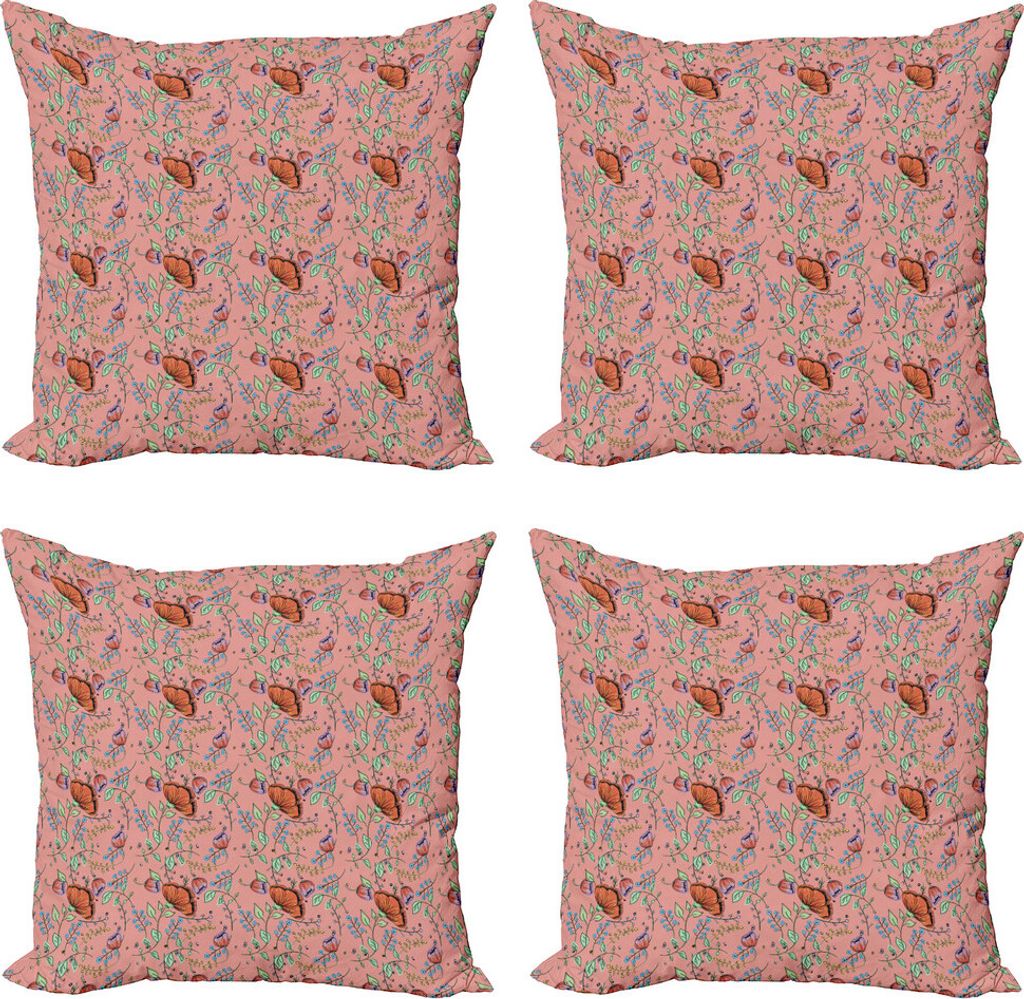 ABAKUHAUS Blumen Kissenbezug Set (4 Stück), Pastell Magnolia Blumenstrauß, Moderner Doppelseitiger Digitaldruck, 45 cm x 45 cm, Mehrfarbig