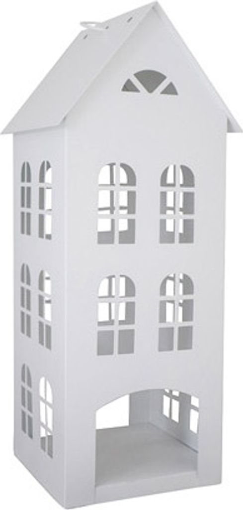 Laterne WHITE HOME weiß Haus aus Metall H45cm Dekohaus Produktbild 2