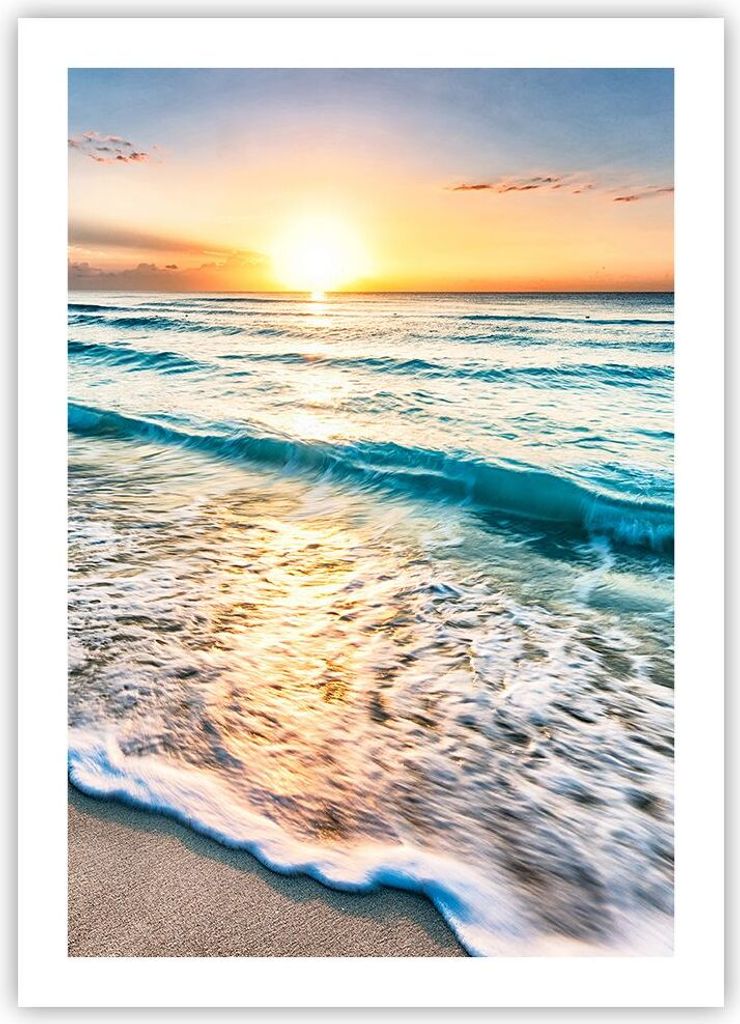 Poster - Poster ohne Rahmen - Meer Welle Strand - 50x70 cm - Wand Bild - Wanddeko - Wandbilder - Kunstposter - Wandposter - Bilder - Kunstdruck - W...