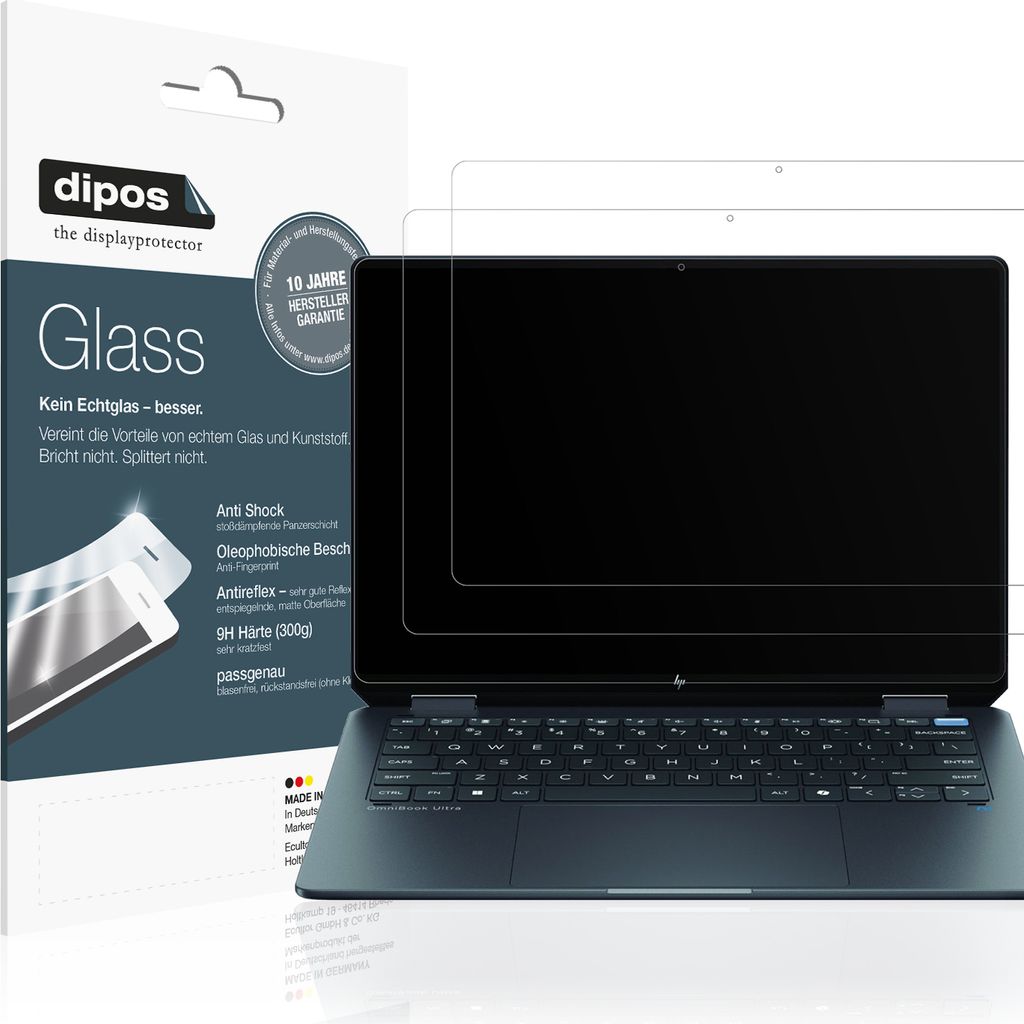 2x Schutzfolie für HP OmniBook Ultra Flip 14 matt - Anti-Shock 9H Folie dipos Glass Kunststoffglas