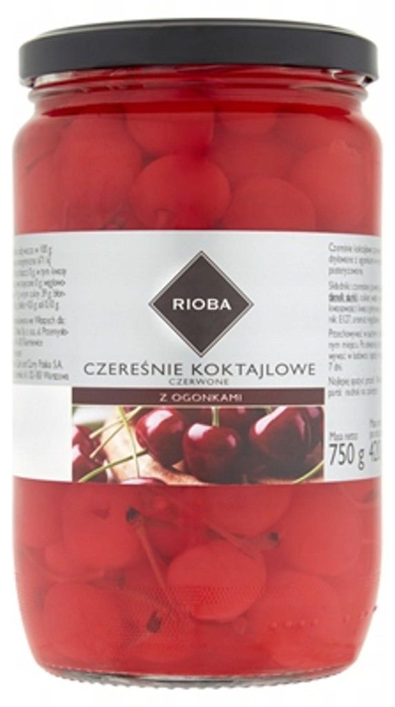 Cerises cocktail rouges avec tige, 750 g, marque Rioba Image du produit 