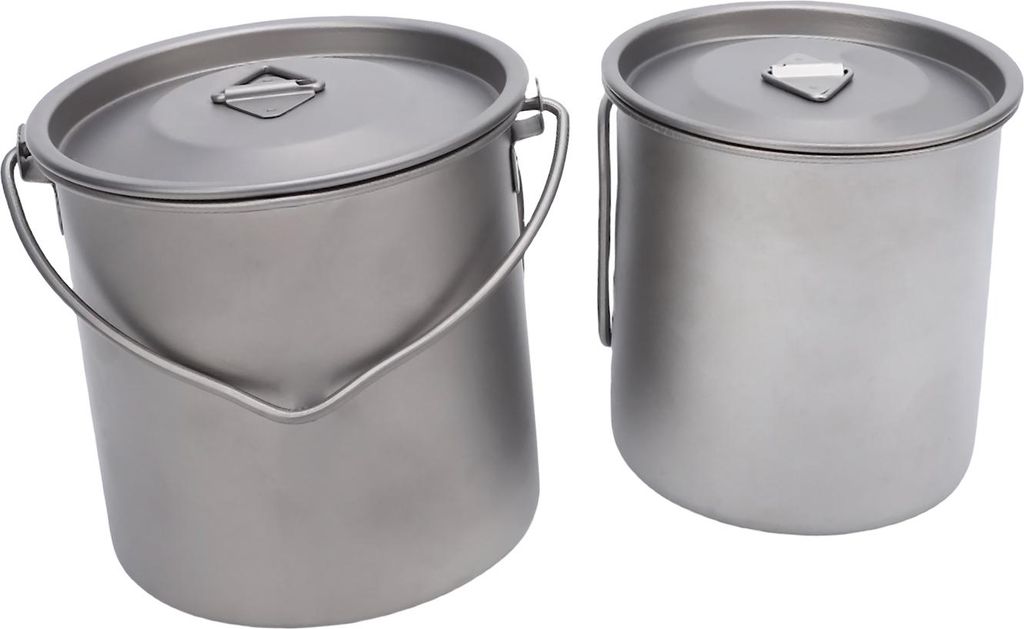 Outdoor Camping Ti Becher mit klappbarem Griff 2 PCS Set 450 750ML Leichter stapelbarer Reisebecher zum Wandern