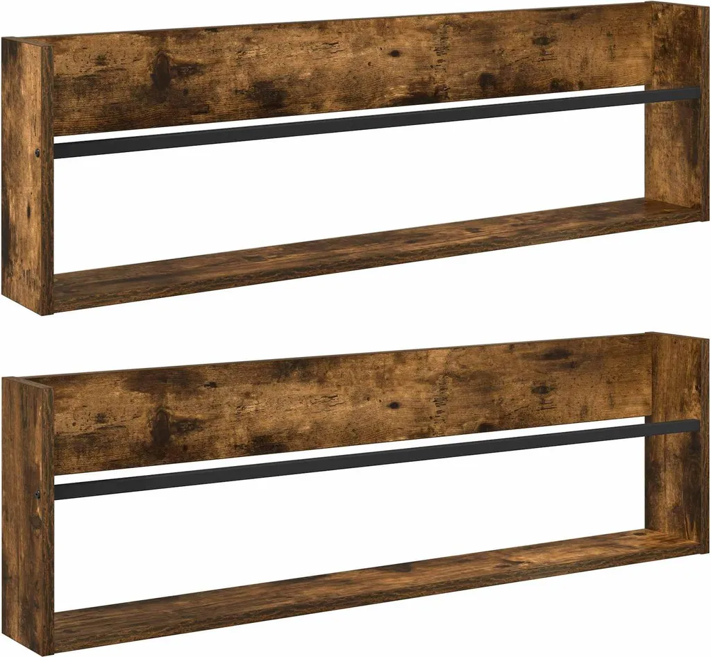 vidaXL Portariviste con ripiano 2 pezzi Rovere affumicato 100 x 12 x 30 cm