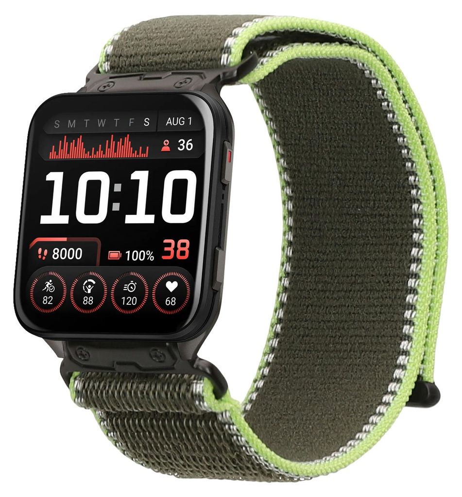 kwmobile Armband kompatibel mit Garmin Venu X1 - Nylon Fitnesstracker Sportarmband Band in Grün - Innenmaße von 14 - 22 cm