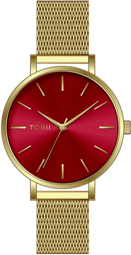 Montre chic femme TORII G33GS.TG rouge pour tenue de soirée et bureau