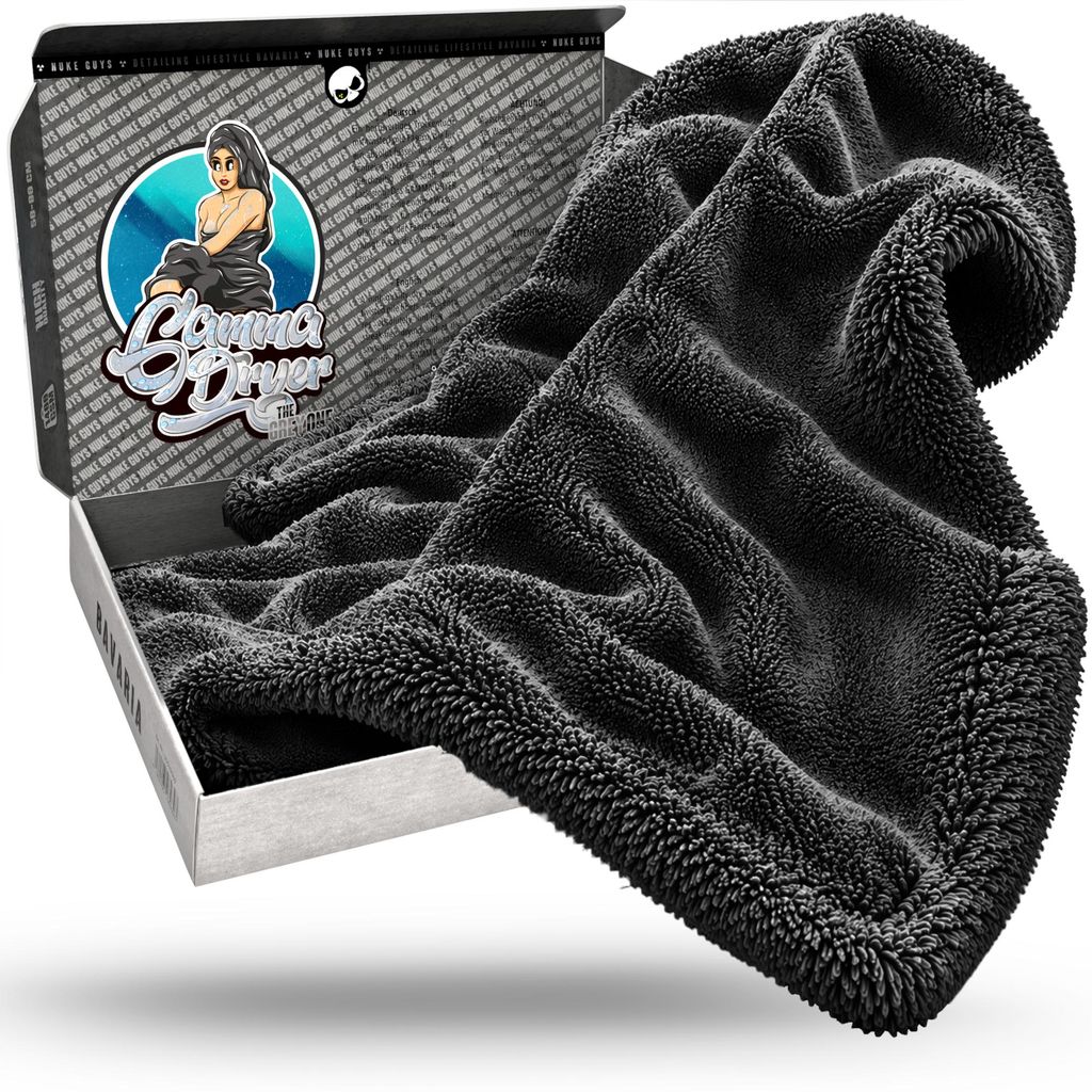 Nuke Guys Gamma Dryer XXL | Ultra saugstarkes Trockentuch 1400 GSM in Grau 50x80cm | Fusselfrei, abgerundete sanfte Fasern, kratzerfrei, extra gro...