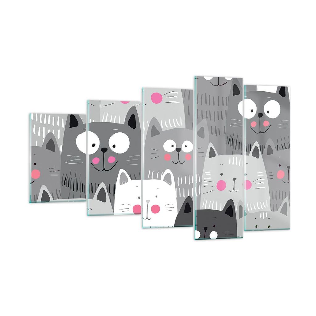 Bilder auf glas - Kittys Tiere Illustration - 100x60cm - Glasbilder - Wandbilder - Kunstdruck - zum Aufhängen bereit - Wanddekoration aus Glas - G...